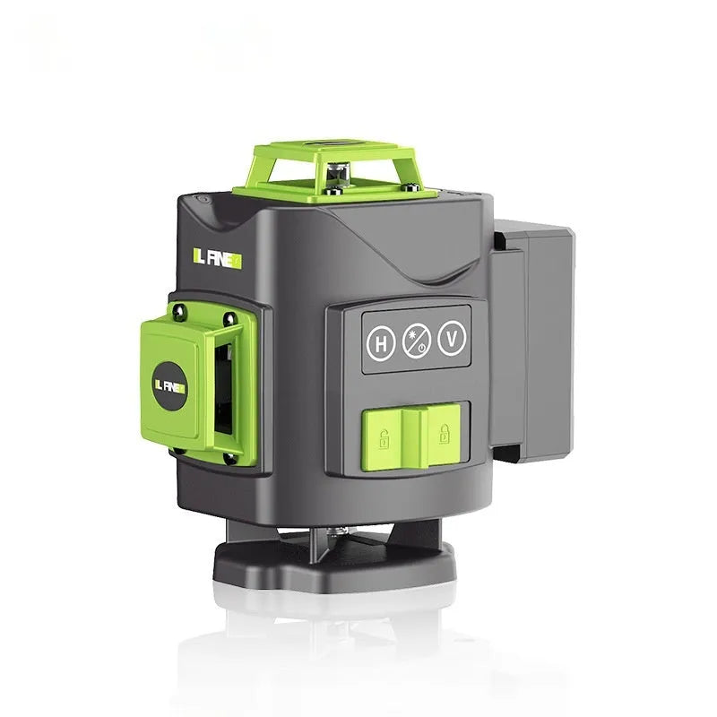 16 line green laser level showing 360 degree projection pattern for construction alignment