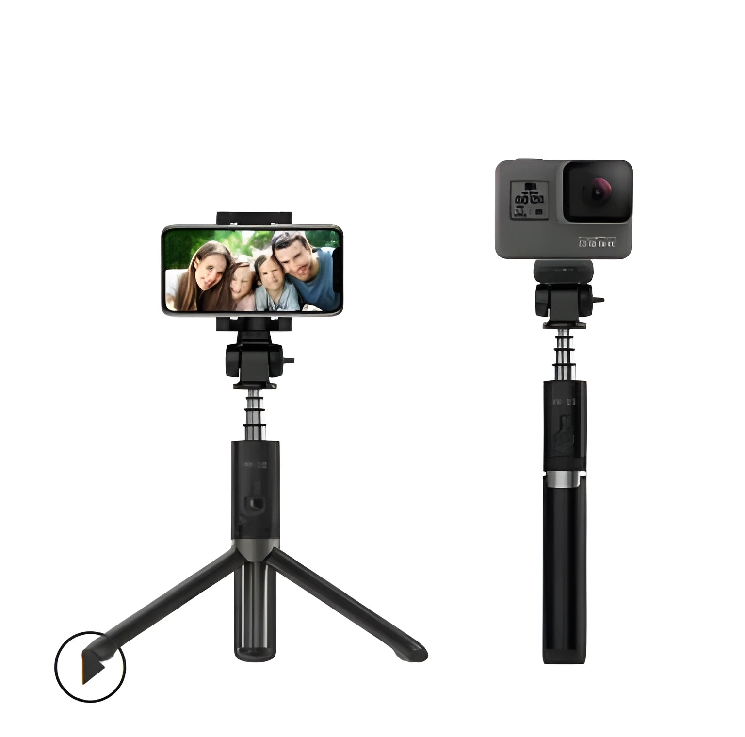 Aluminium alloy Bluetooth selfie stick tripod with remote control in black, pink, or white