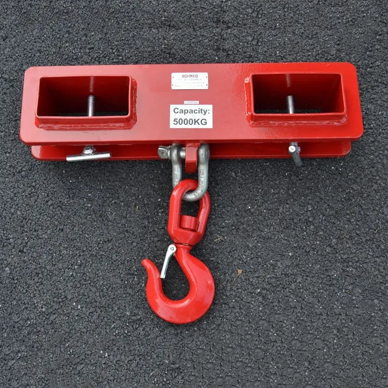 MK forklift rotatable crane hook with safety lock mounted on forklift forks