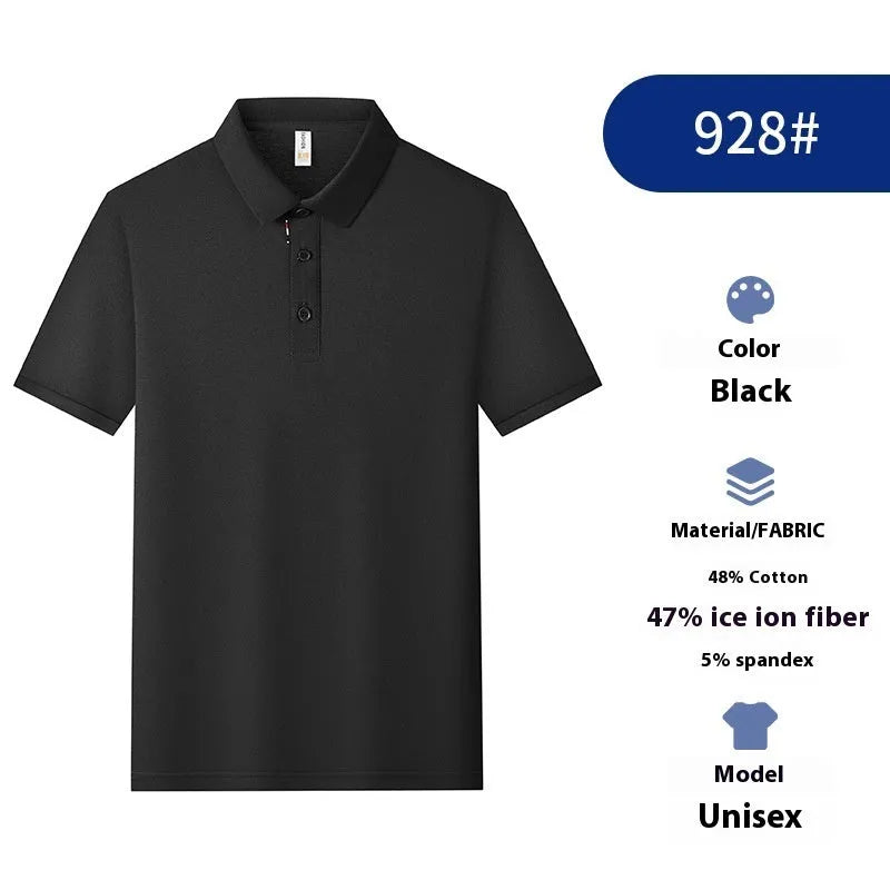Solid colour short sleeve catering work polo shirt on a hanger, available in multiple colours and sizes.