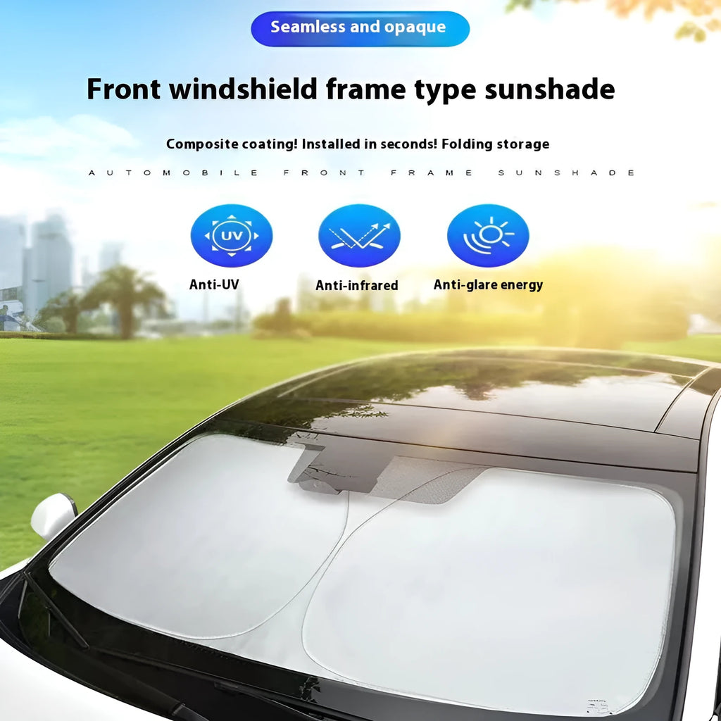 Aluminium foil car sunshade in titanium silver colour showing reflective surface