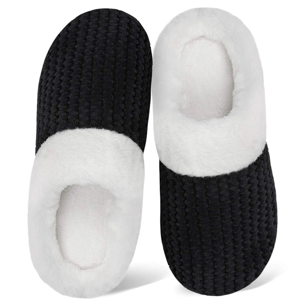 Fluffy plush unisex casual slippers in solid colour with plush upper for indoor wear