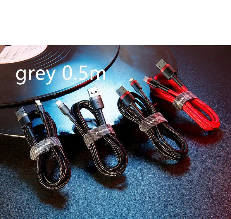Gold and black Apple Lightning fast charging cable, 1 metre long, compatible with iPhone.