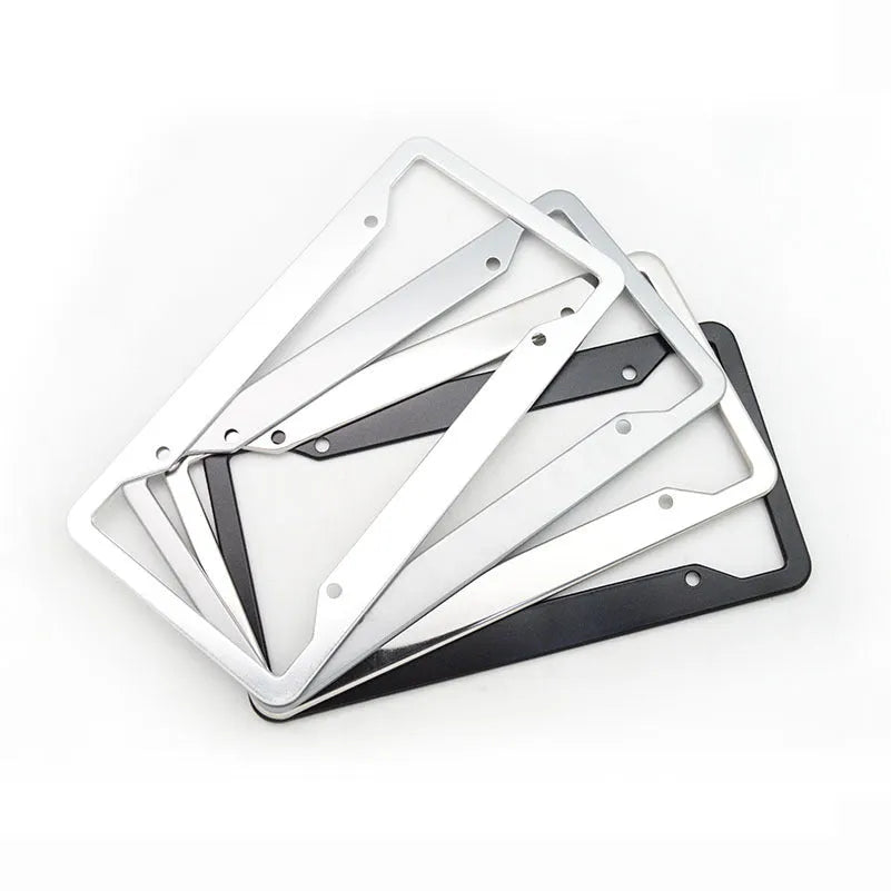 Aluminium alloy licence plate frame for UK vehicles in multiple finish options