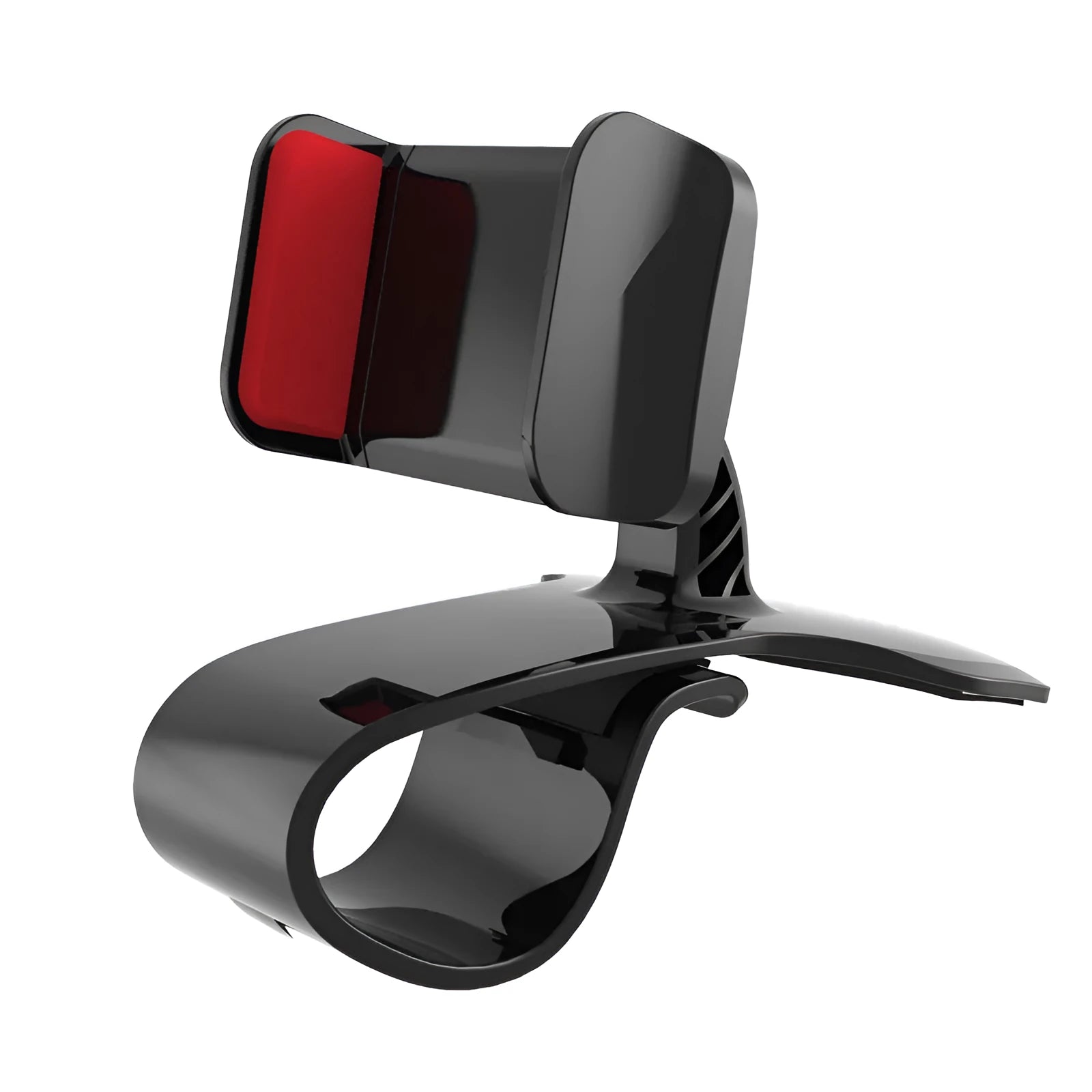 Dashboard car phone holder in black mounted on vehicle dashboard edge