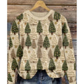 Women's little flower digital print round neck long sleeve sweater in a blue colour variant.