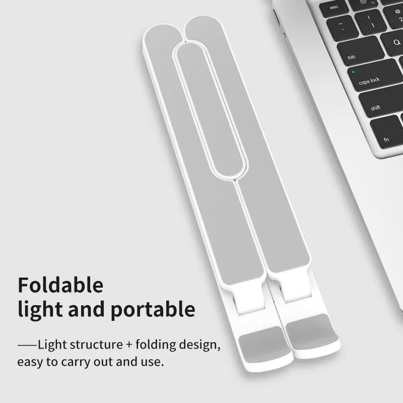 P1 laptop stand in charm black, foldable and adjustable, made from ABS and silicone with 40 kg capacity
