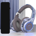 Bluetooth headphones 5.2 head worn with pluggable illumination in black, grey, and white options