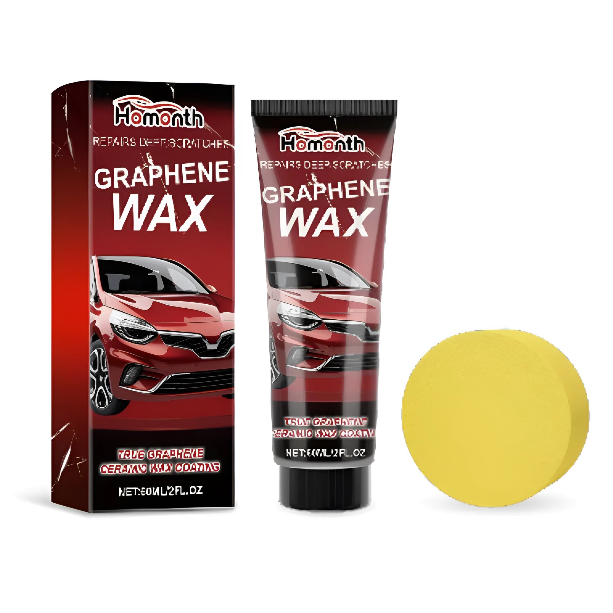 60ml graphene car scratch repair wax and applicator sponge kit.
