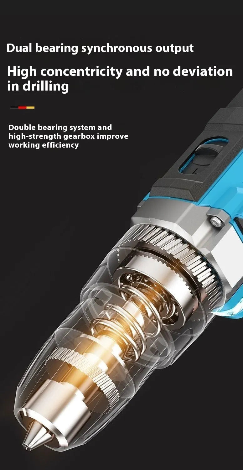 12V two-speed pistol grip electric drill driver with plastic storage case