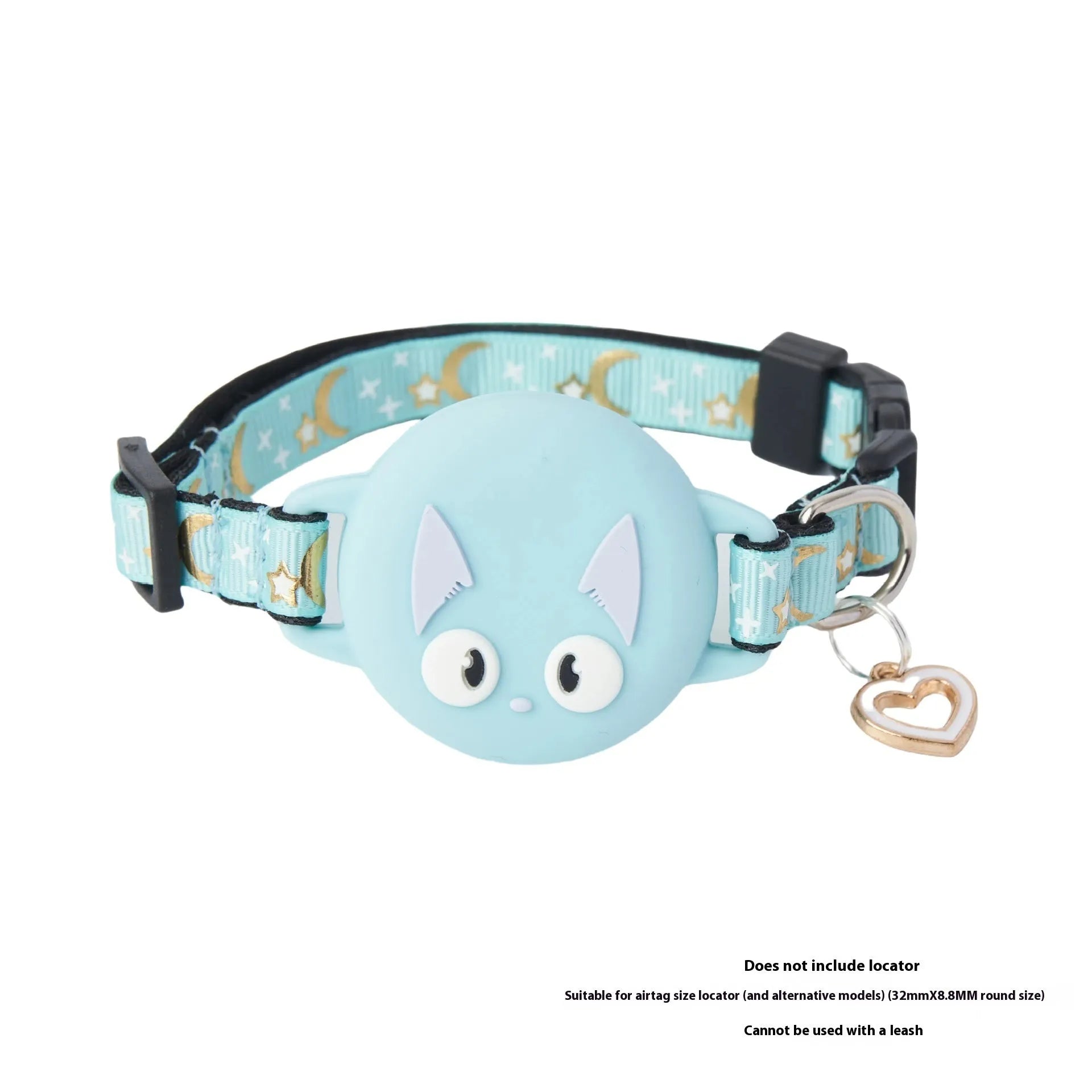 Adjustable plastic cat collar with integrated Apple AirTag protective case in pink, blue, light green, or black