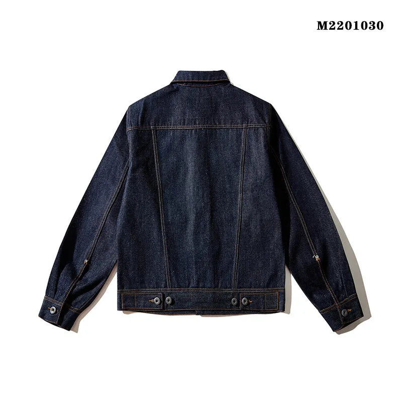 Men's raw pulp colour Japanese-style loose cotton jacket with patch pockets and long sleeves