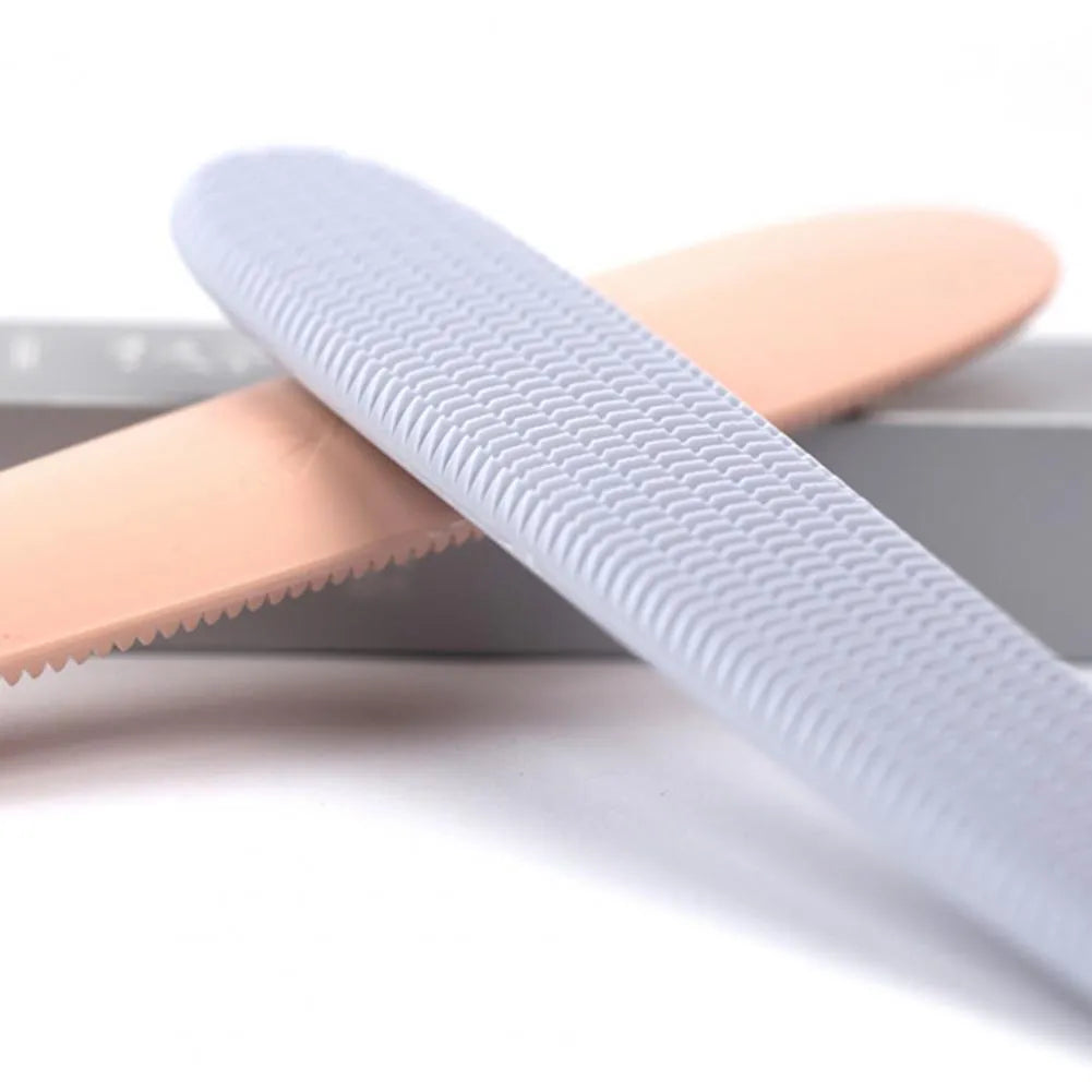 Grey cat grooming comb with dual-ended design and tongue texture surface