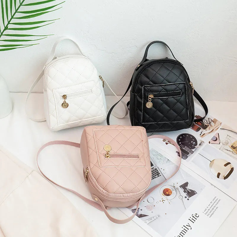 Korean style embroidered hard backpack for girls in pink with sandwich pocket