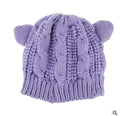 Hand made knitted beanie with 3D cat ears in red wool