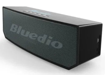 Black BS-6 cloud smart speaker with compact dimensions and micro-USB charging port