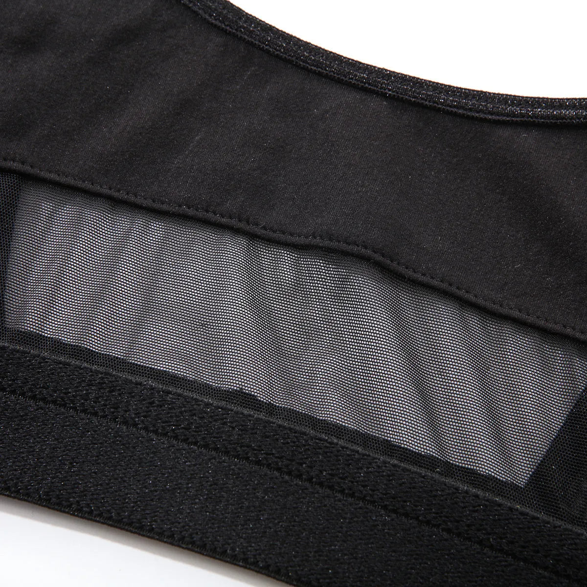 Women's black full cup bra and pants underwear set with adjustable straps on a mannequin.