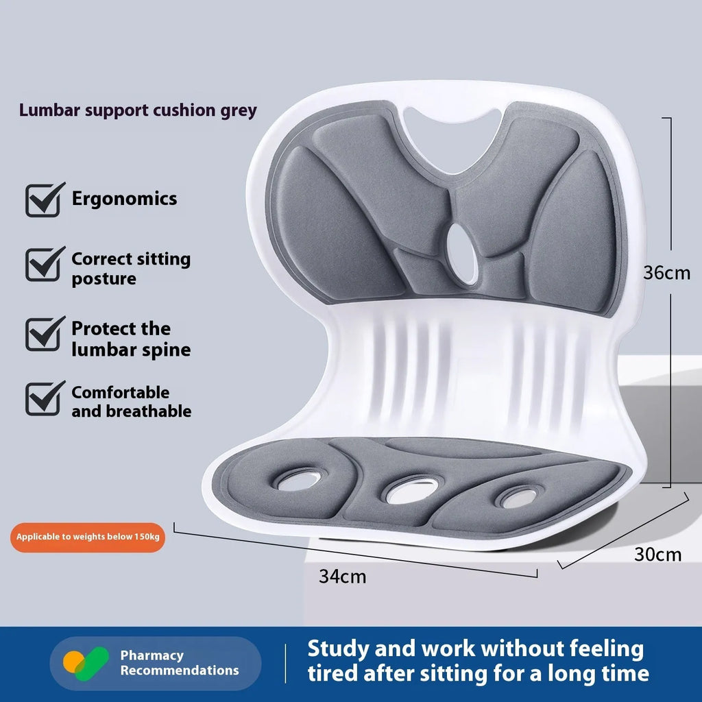 Japanese style grey waist support seat cushion with lumbar pillow on chair