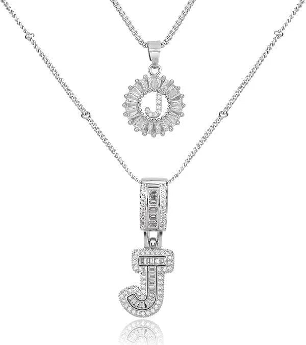 18K gold plated copper alphabet pendant necklace letter A with melon seeds chain on white background