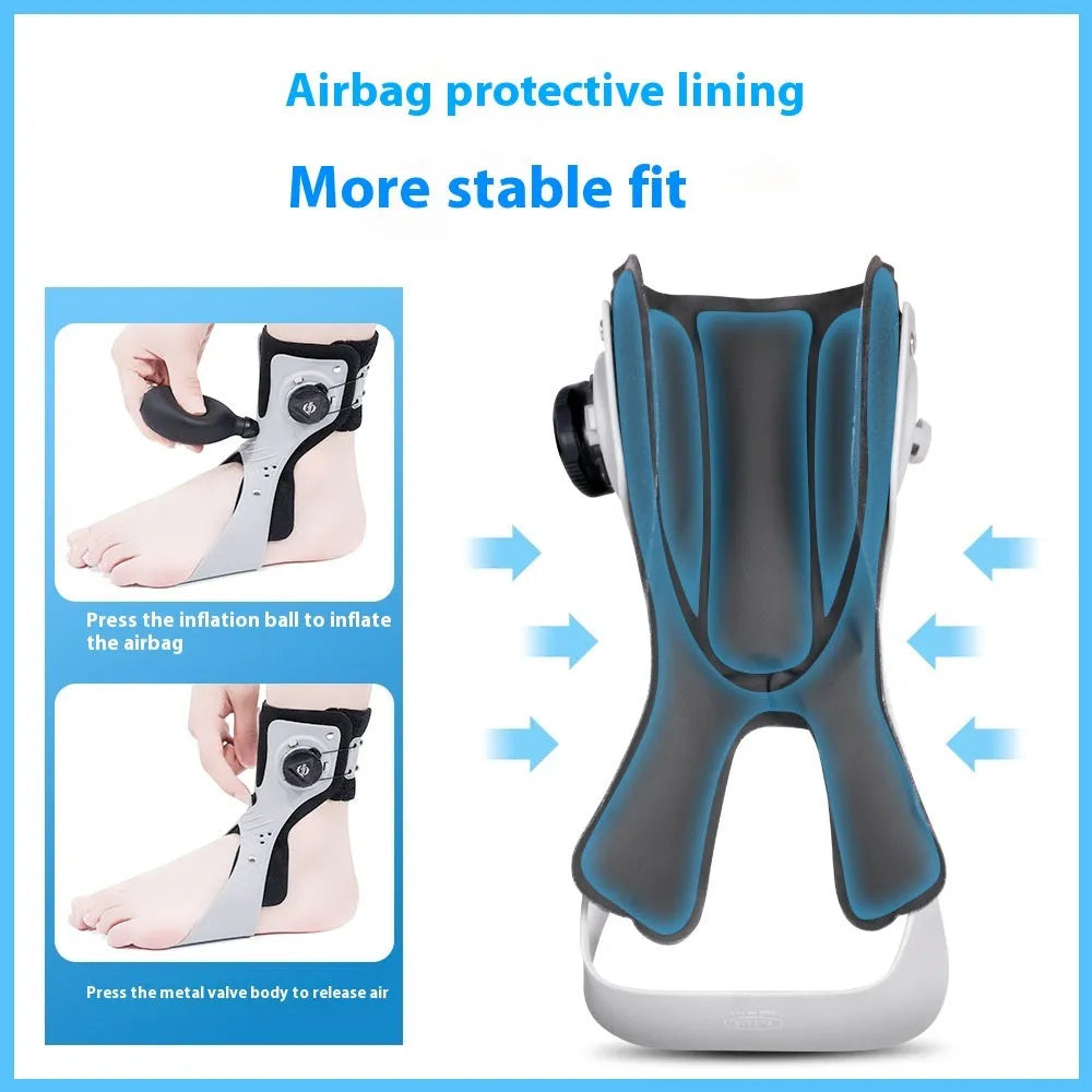 Airbag button ankle brace for left or right foot in black or grey colour