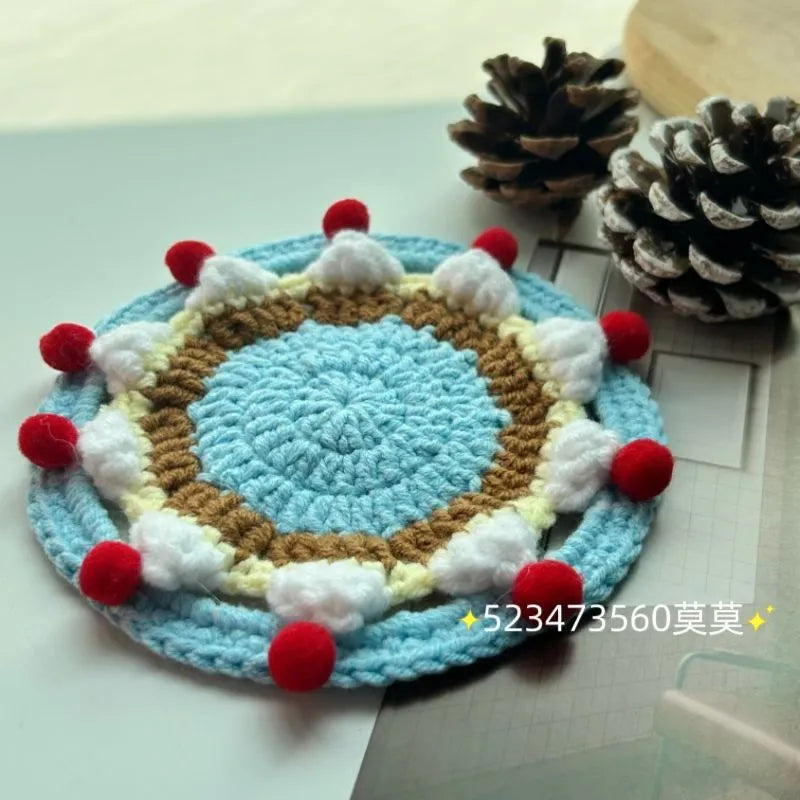 Wool cake coaster bag with 9cm diameter base for cupcakes and desserts