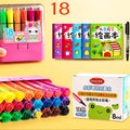 Washable paint brush set with hexagonal handles in blue, pink or yellow case