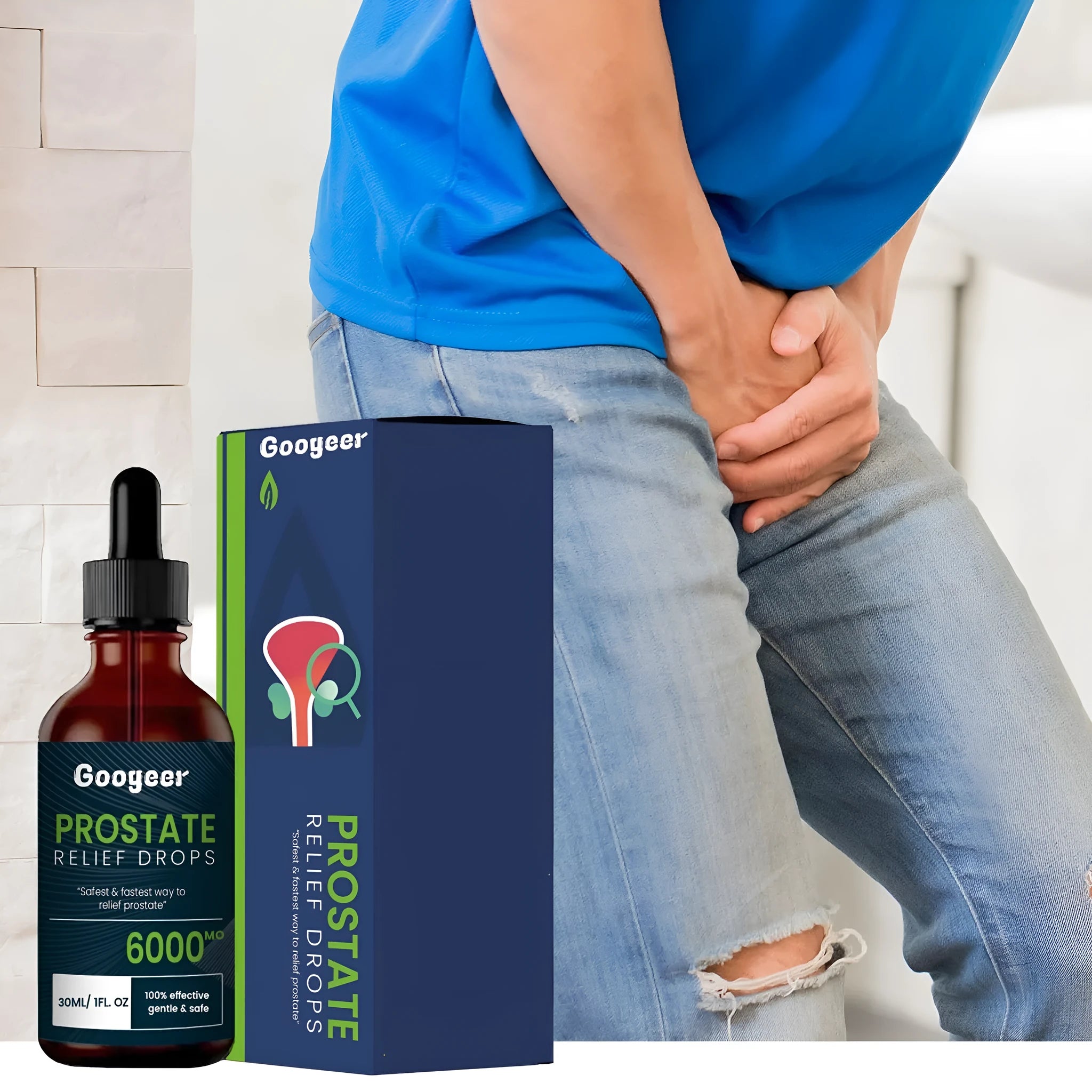 30ml bottle of men's massage treatment oil with nursing drops for discomfort relief