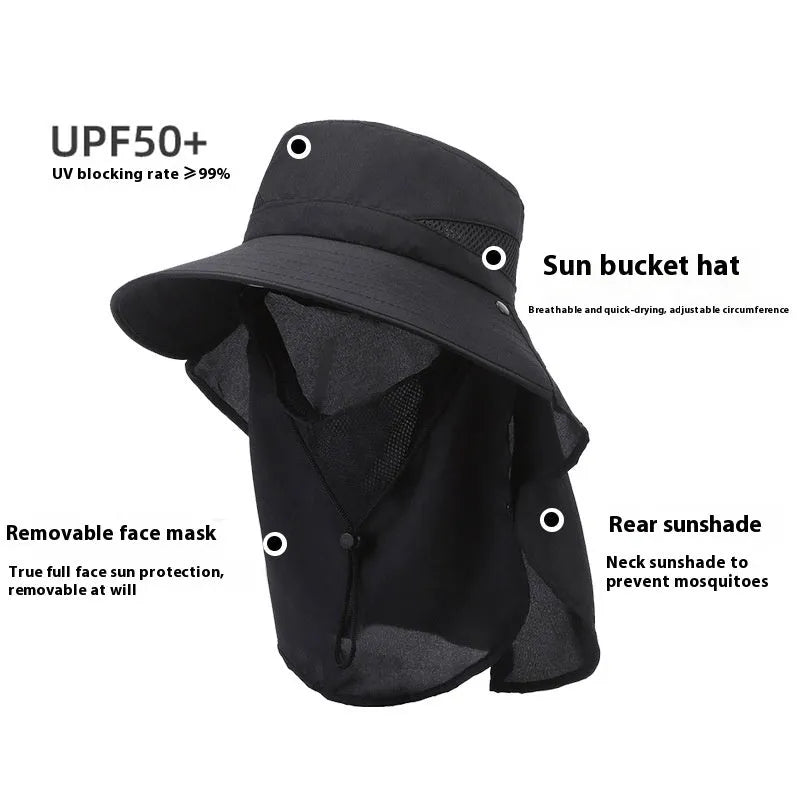 Men's adjustable fisherman bucket hat with wide brim in polyester fabric
