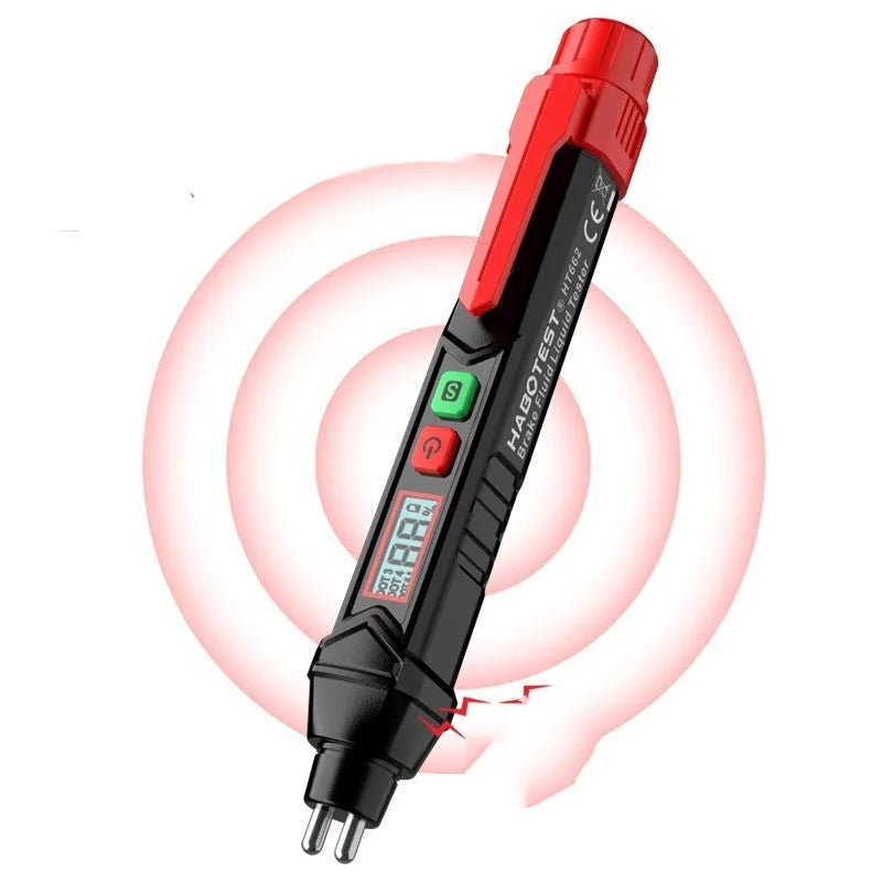 Digital brake fluid tester pen with LED display for automotive maintenance testing
