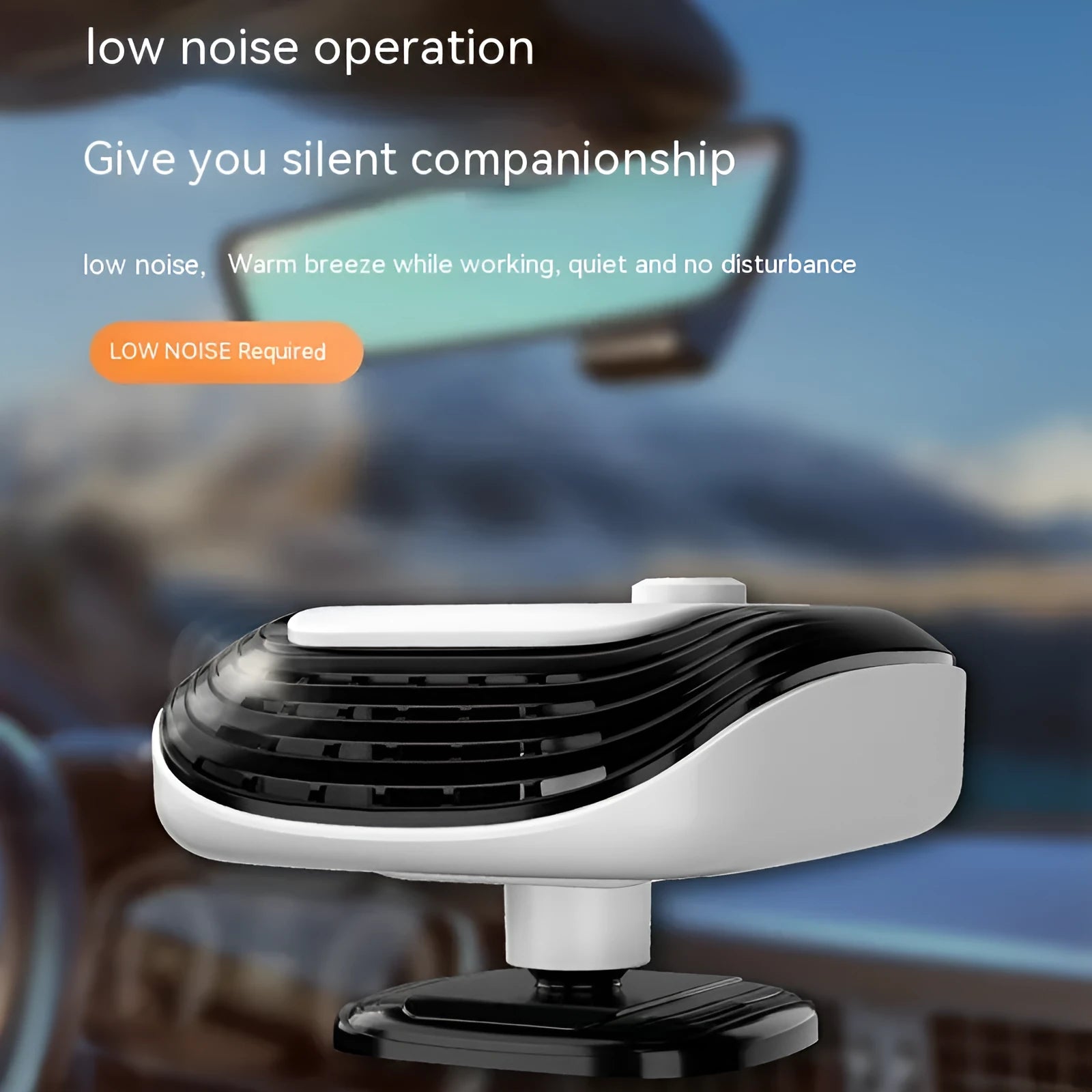 White or green portable 12V 24V warm air blower heater for car and truck use.