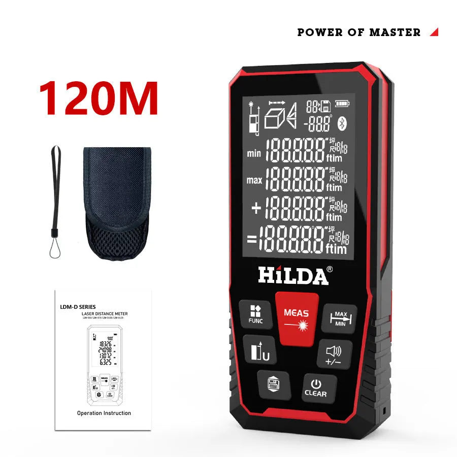 Laser rangefinder for building measurement with 100m or 120m range and plastics construction
