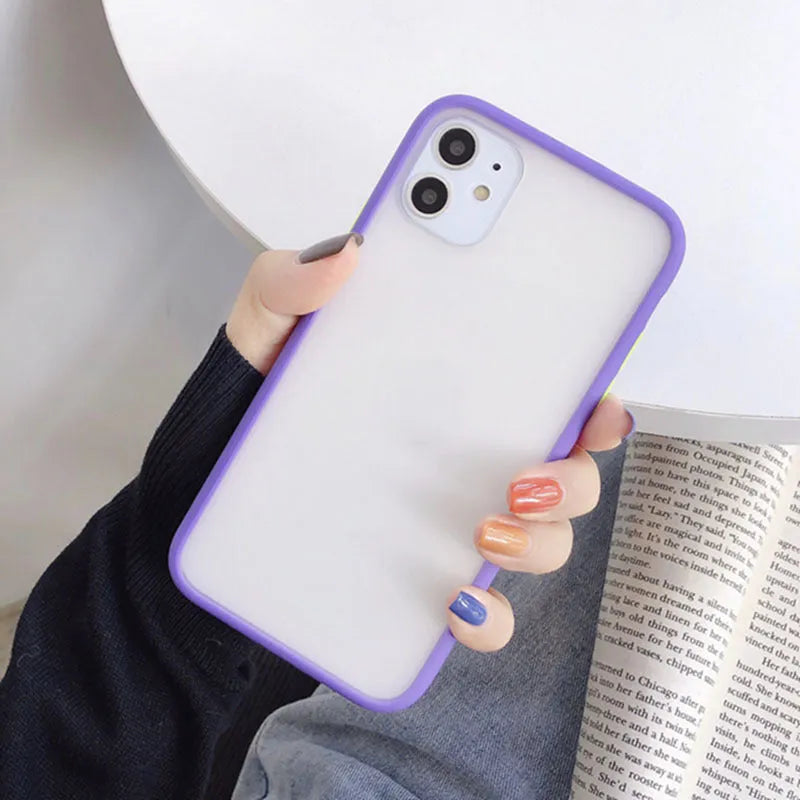 Frosted silicone phone case in black fitted onto an iPhone, with soft matte texture and slim profile