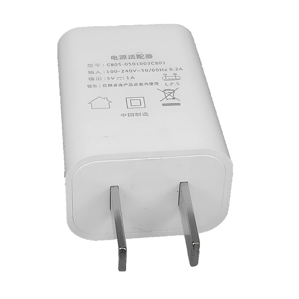 Thin white 5V1A USB mobile phone charger with CE and FCC certifications