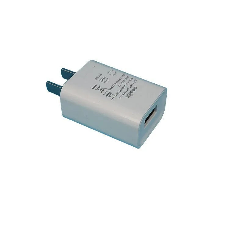 Thin white 5V1A USB mobile phone charger with CE and FCC certifications