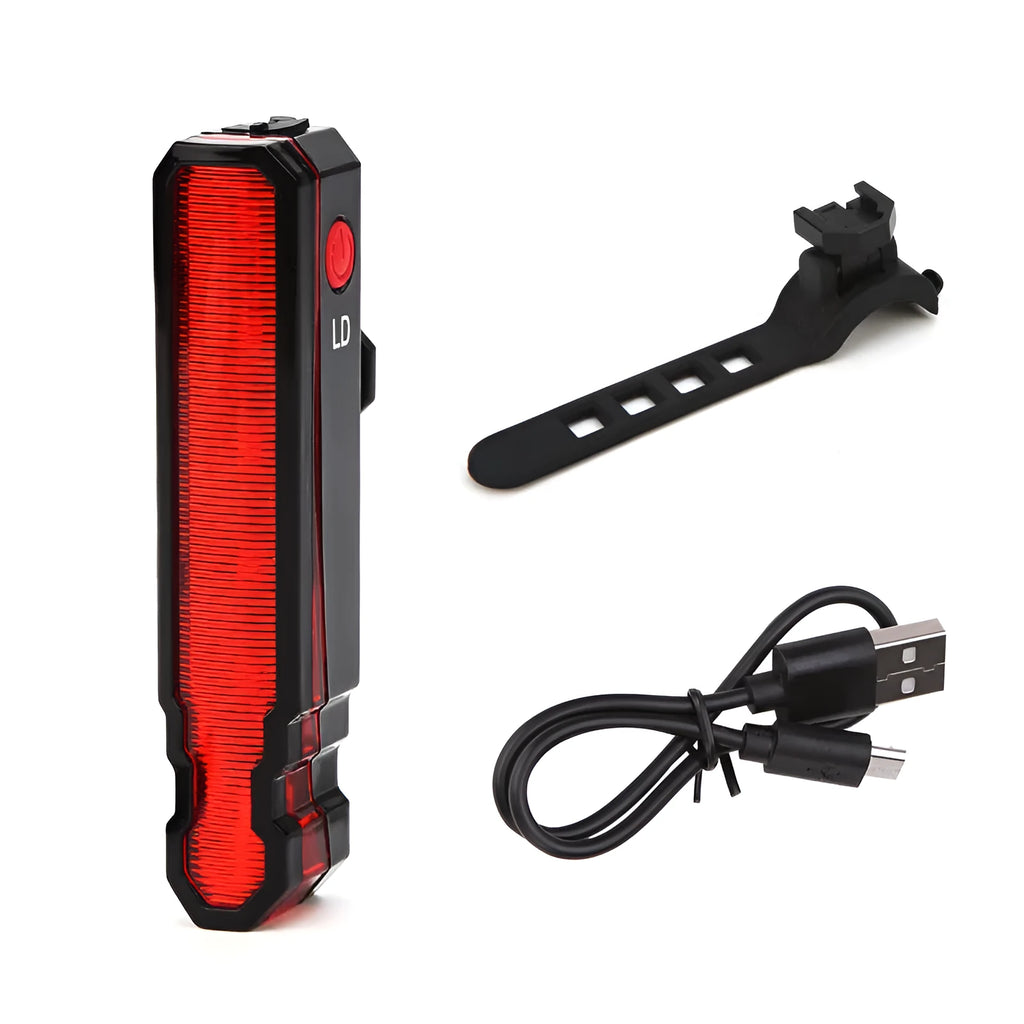 Cycling tail light with laser projection, 150LUX, USB rechargeable, IPX5 waterproof, red colour, silicone mount