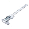 Stainless steel digital vernier caliper showing measurement on LCD display.