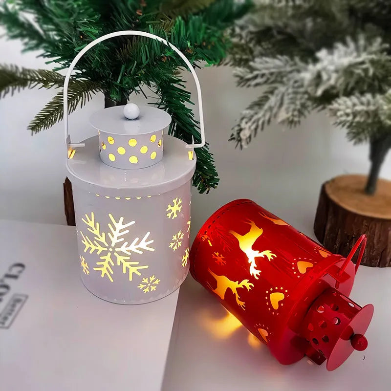 Nordic style electronic Christmas candle light with wrought iron construction and LED flickering illumination