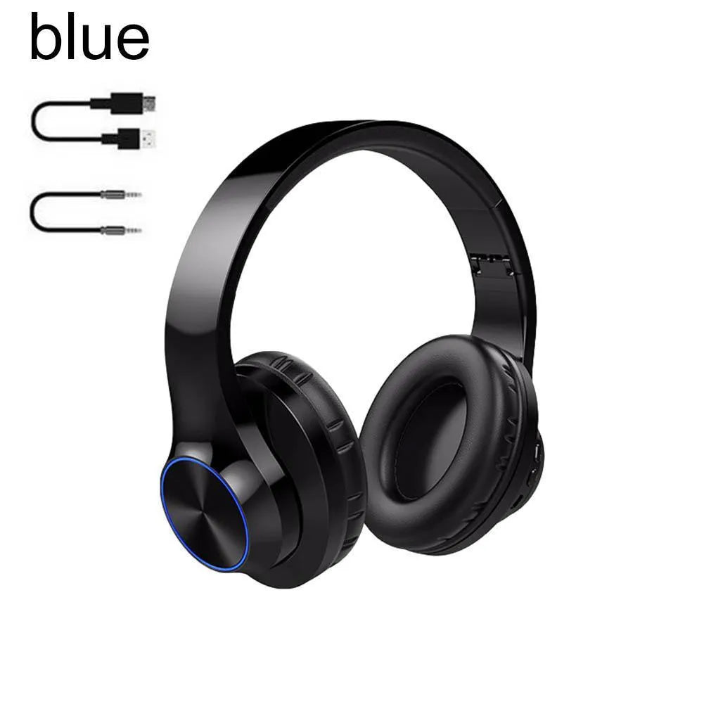 A11 wireless Bluetooth headset in blue or white colour with head-mounted design and bilateral stereo sound