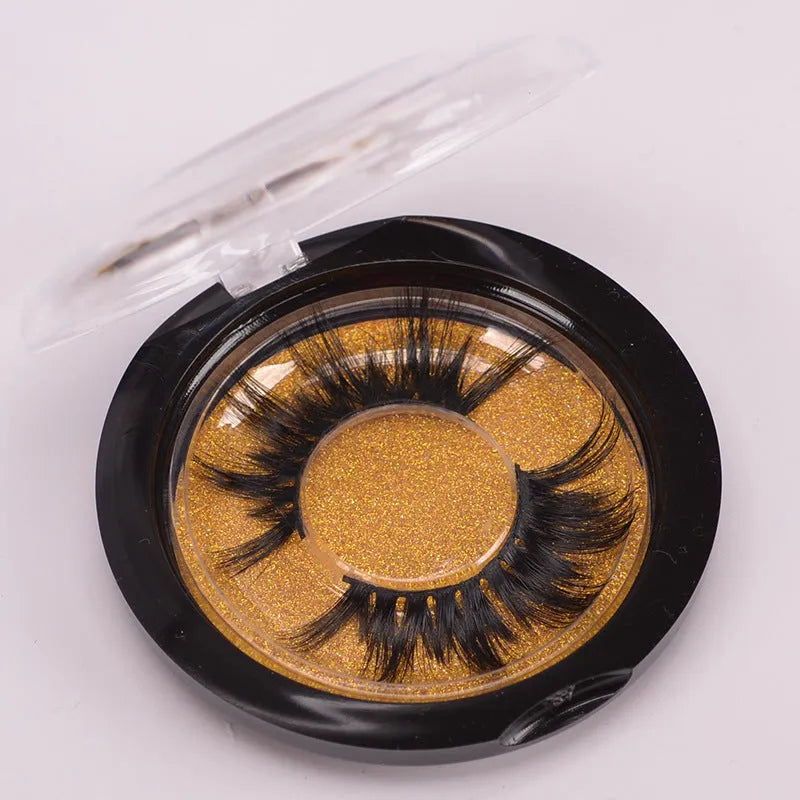 Affectionate brand black 5D mink false eyelashes with a hair storage cap and double-headed brush.
