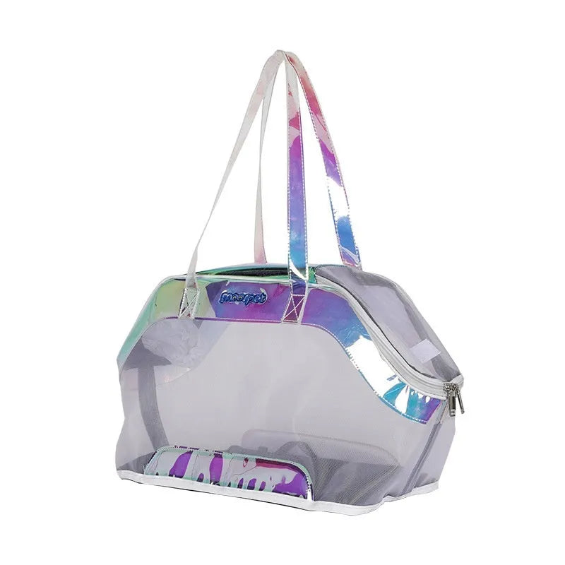 Medium-hardness leather cat outing bag with 25L capacity in solid colour options