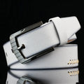 Men's threading casual belt with alloy pin buckle in imitation leather