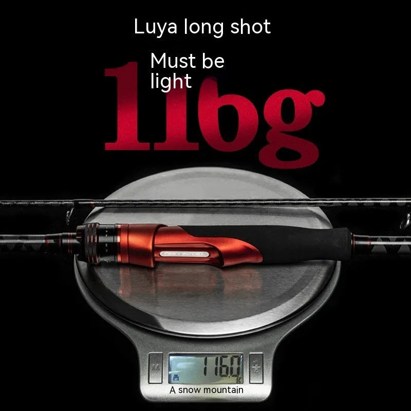 Carbon ultralight fishing rod showing pikestaff and straight handle options for lure fishing.
