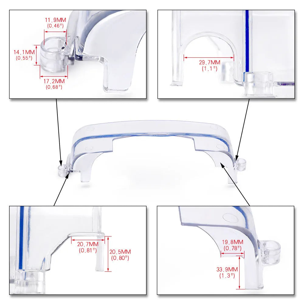 Clear plastic car gear selector cover for Lexus and Toyota vehicle models.