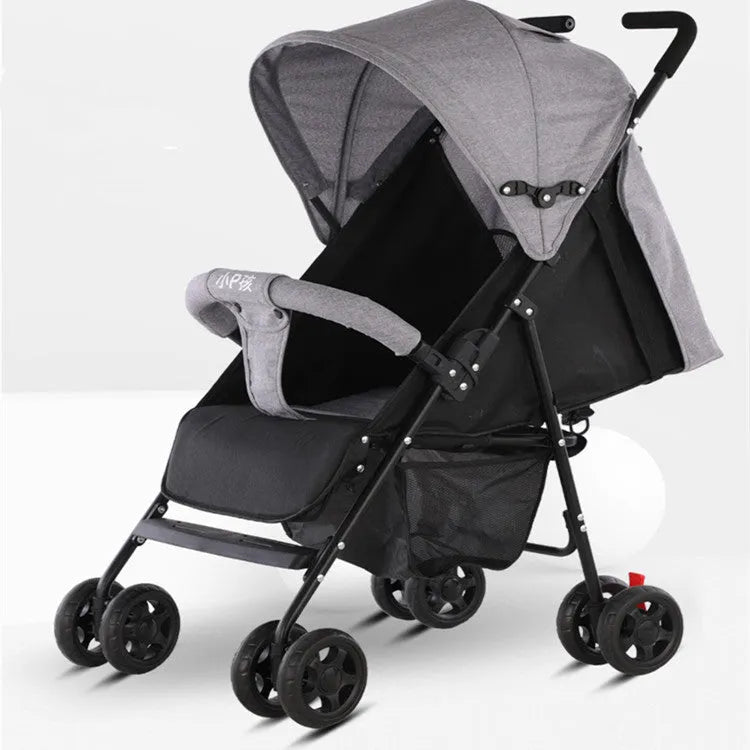 Lightweight wide long baby stroller with sunshade in fashion gray colour