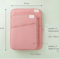 Shockproof nylon tablet PC bag liner in brick red with zip closure and internal compartments