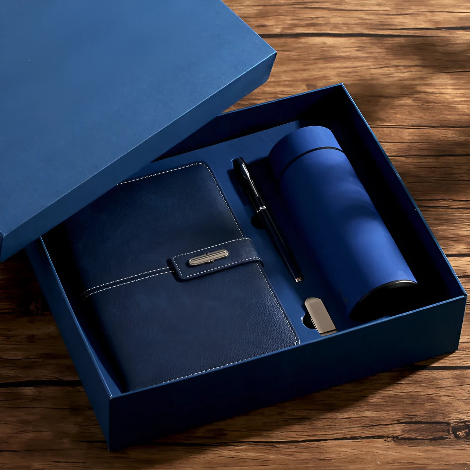 A5 size notebook with PU leather cover in various colours, showing wood-free paper inside.