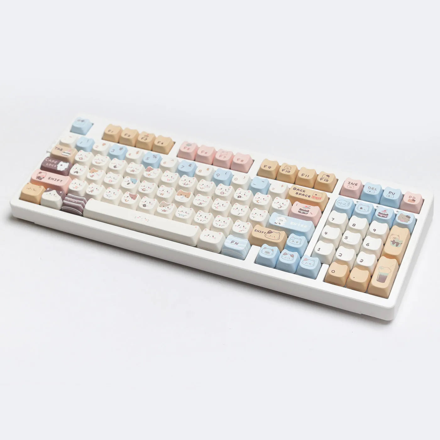 High Sea Salt Cat colour theme PBT plastic keycap set for mechanical keyboards, showing standard keys and a separate 7u spacebar.