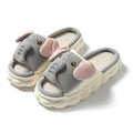 Elephant grey open toe linen slippers for couples with PVC sole and EVA midsole