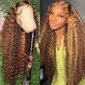 Front lace wig with African black gradient colour and big waves, featuring side bangs.