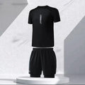 Men's plus size swimming trunks set with top and pants in polyester fabric